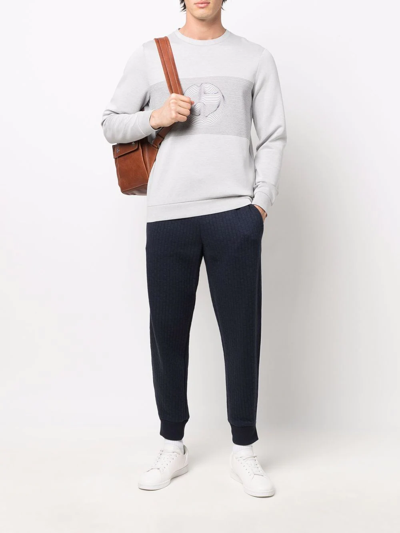 Shop Giorgio Armani Logo-print Cotton-blend Sweatshirt In Grey