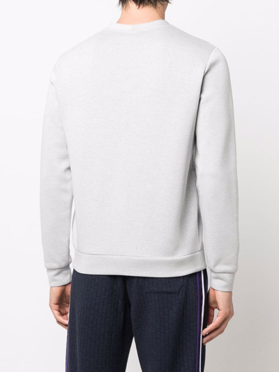 Shop Giorgio Armani Logo-print Cotton-blend Sweatshirt In Grey