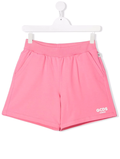 Shop Gcds Teen Logo-print Track Shorts In Pink