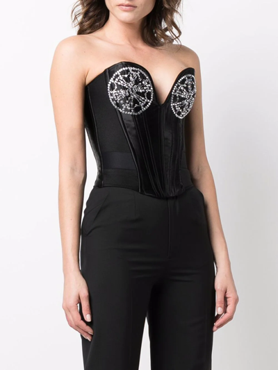 Shop Seen Users Crystal-embellished Corset Top In Black