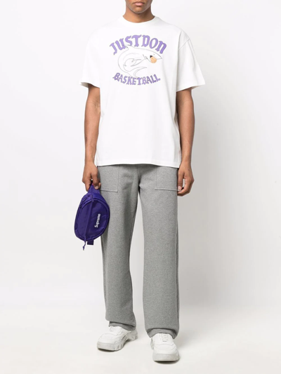 Just Don Shark Brand-print Cotton-jersey T-shirt In 02 White