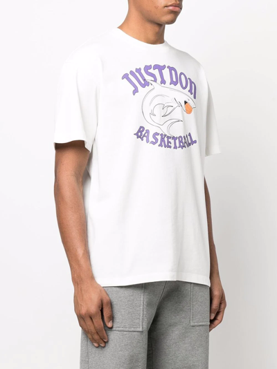 Just Don Shark Brand-print Cotton-jersey T-shirt In 02 White