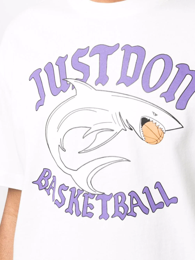 Just Don Shark Brand-print Cotton-jersey T-shirt In 02 White