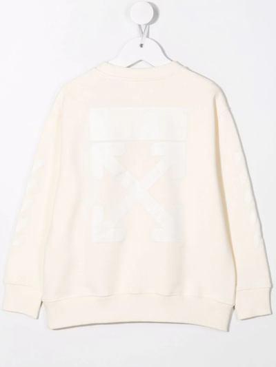 Shop Off-white Logo-print Crew Neck Sweatshirt In Neutrals