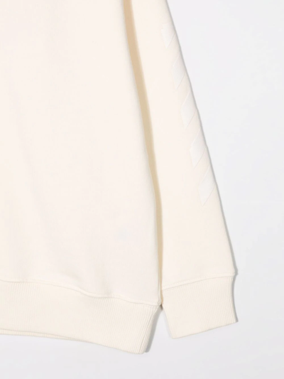 Shop Off-white Logo-print Crew Neck Sweatshirt In Neutrals