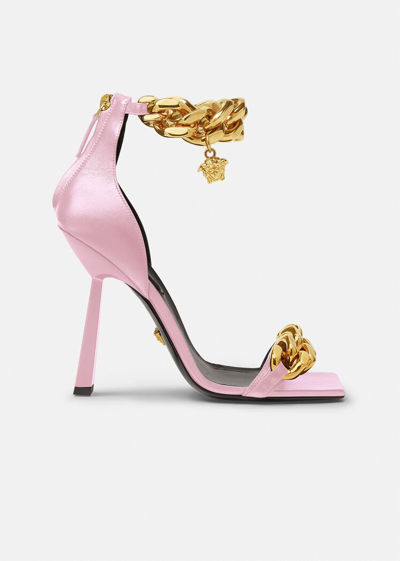 Shop Versace Medusa Chain High Heel Sandals, Female, Pink, 42