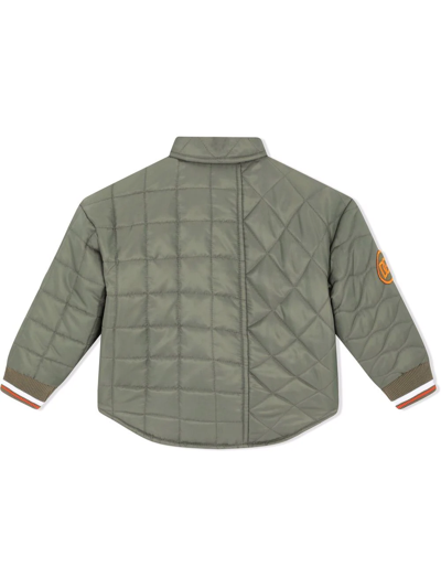 Shop Dolce & Gabbana Patch-detail Quilted Shirt Jacket In Grey