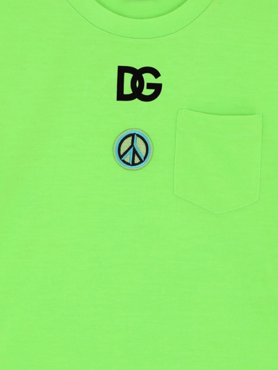 Shop Dolce & Gabbana Logo-print T-shirt In Green