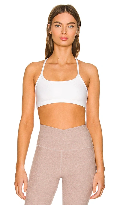 Shop Beyond Yoga Spacedye Slim Racerback Bra In Cloud White