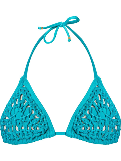 Shop Amir Slama Triangle Bikini Top In Blue