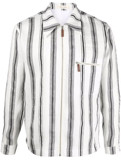 Wales Bonner Depara Striped Linen And Silk-blend Shirt In Black
