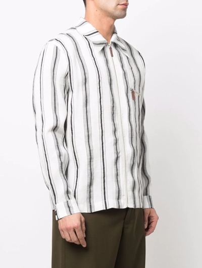 Wales Bonner Depara Striped Linen And Silk-blend Shirt In Black