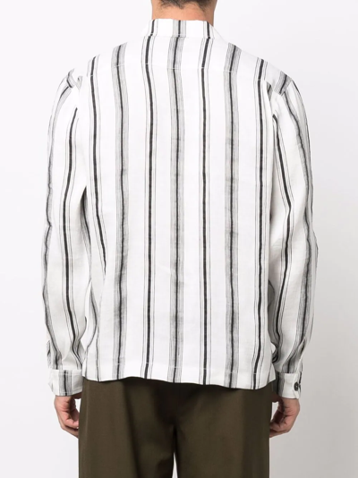 Wales Bonner Depara Striped Linen And Silk-blend Shirt In Black