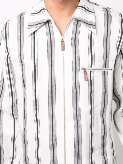 Wales Bonner Depara Striped Linen And Silk-blend Shirt In Black
