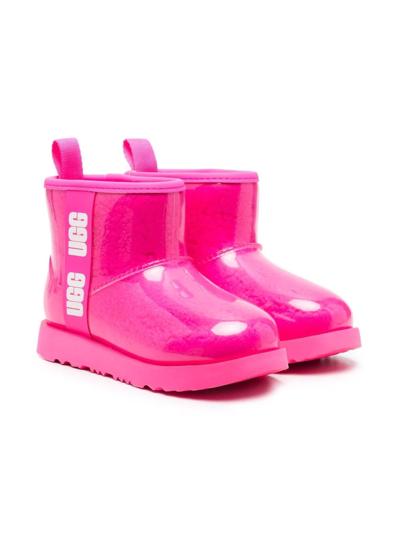 Shop Ugg Classic Mini Ii Shearling Rain Boots In Pink