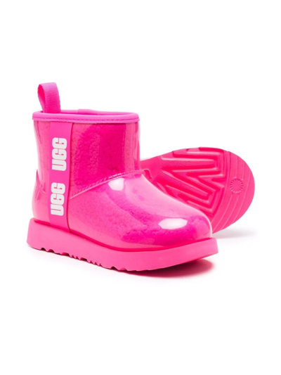Shop Ugg Classic Mini Ii Shearling Rain Boots In Pink
