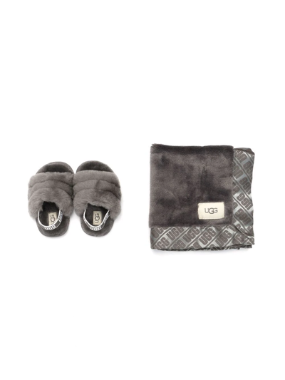 Shop Ugg Logo-slingback Sandals Set In Grey
