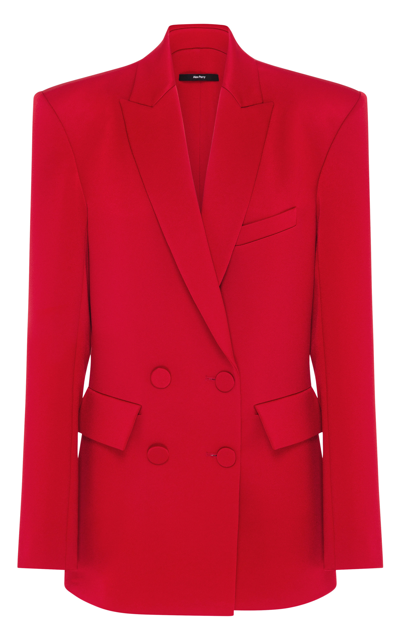 Shop Alex Perry Women's Wells Satin-crepe Double-breasted Blazer In Red