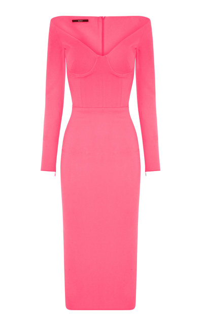 Shop Alex Perry Women's Deryn Off-the-shoulder Crepe Midi Dress In Pink