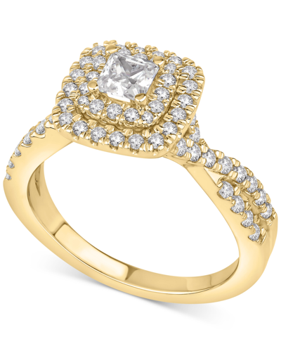 Macy's Princess-cut Diamond Twist Halo Engagement Ring (1 Ct. T.w.) In ...
