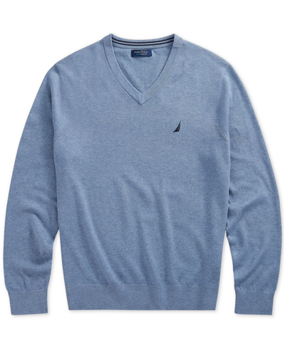 Shop Nautica Men's Navtech Performance Classic-fit Soft V-neck Sweater In Deep Anchor Heather