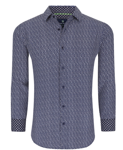 Shop Tom Baine Men's Slim Fit Performance Geometric Button Down Shirt In Navy Dots