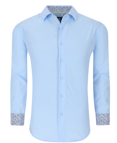 Tom Baine Regular Fit Performance Stretch Long Sleeve Button Front Shirt In Sky Blue Solid