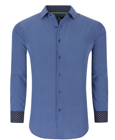 Shop Tom Baine Men's Slim Fit Performance Geometric Button Down Shirt In Royal Geo