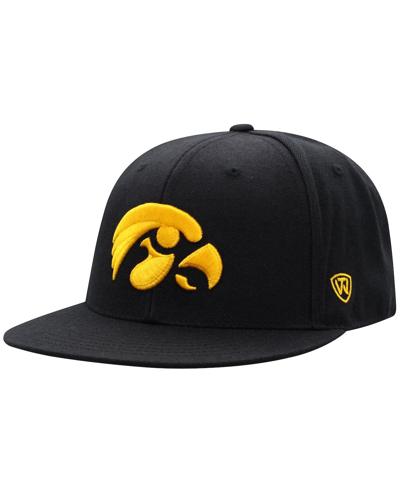 Shop Top Of The World Men's  Black Iowa Hawkeyes Team Color Fitted Hat