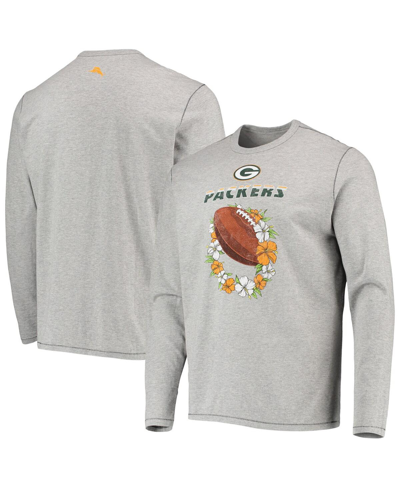 Shop Tommy Bahama Men's  Heather Gray Green Bay Packers Sport Lei Pass Long Sleeve T-shirt In Heathered Gray