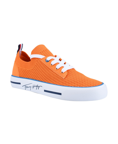 Shop Tommy Hilfiger Women's Gessie Stretch Knit Sneakers Women's Shoes In Orange
