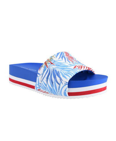 Tommy Hilfiger Women's Bleci Footbed Sandals Women's Shoes In Blue Leaf  Print Multi- Man-made | ModeSens