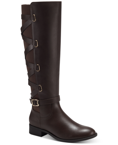 Shop Thalia Sodi Women's Veronika Wide Calf Riding Boots In Dark Brown