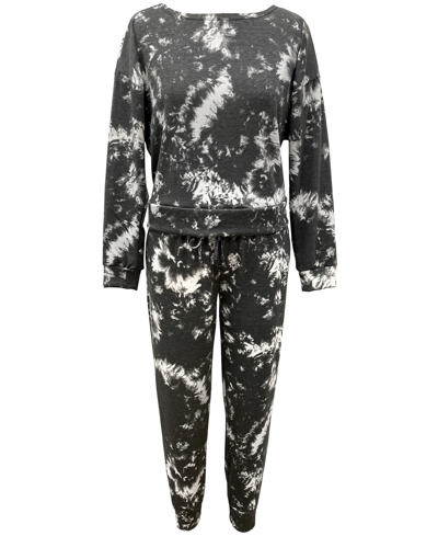 Shop Jenni Tie-dyed Pajama Set, Created For Macy's In Grey Tie Dye
