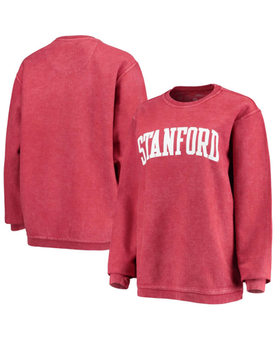 Shop Pressbox Women's Crimson Stanford Cardinal Comfy Cord Vintage-like Wash Basic Arch Pullover Sweatshirt