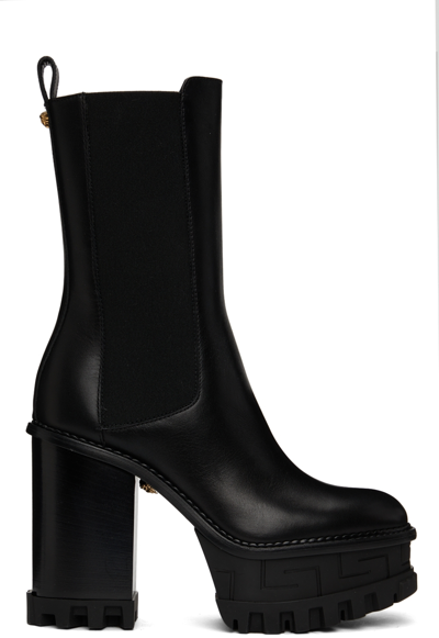 Shop Versace Black Platform Boots In 1b00v Black-