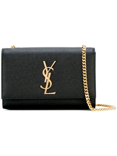 Shop Saint Laurent Small Kate Leather Shoulder Bag In Black