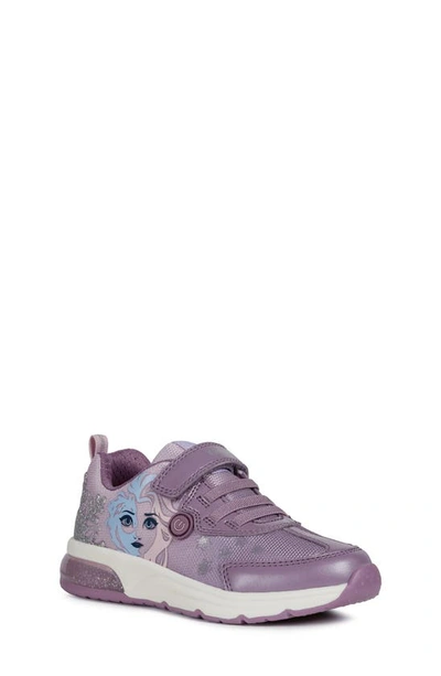 Shop Geox X Disney Space Club Glitter Light-up Sneaker In Pink/ Mauve