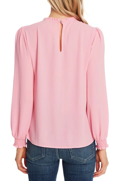 Shop Cece Pintucked Smocked Cuff Chiffon Top In Pink Begonia