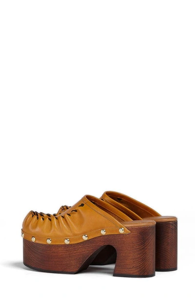 Marni Whipstitch Open-back Platform Mules In Honey