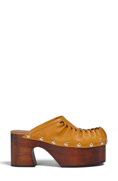 Marni Whipstitch Open-back Platform Mules In Honey