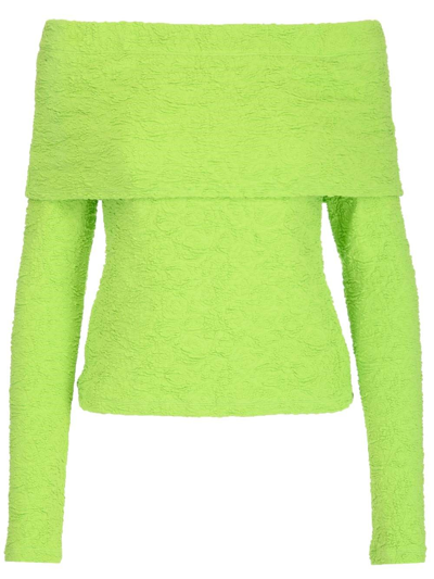Msgm Embossed Fabric Fitted Top In Green