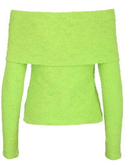 Msgm Embossed Fabric Fitted Top In Green