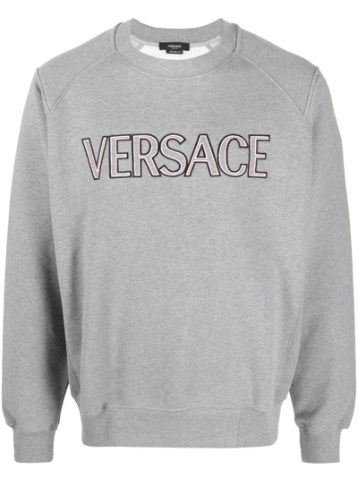 Shop Versace Men's Grey Cotton Sweatshirt