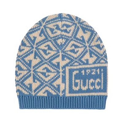 Shop Gucci Light Blue Logo Beanie