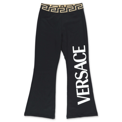 Shop Versace Pantalone Nero In Cotone Stretch