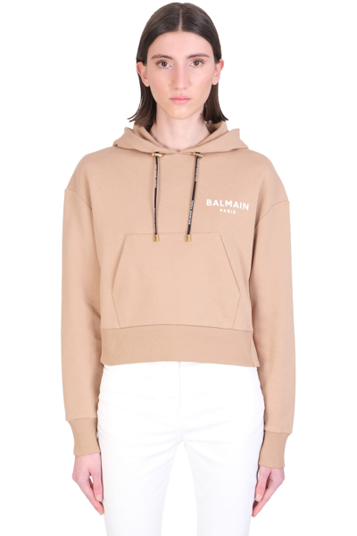 Shop Balmain Sweatshirt In Beige Cotton