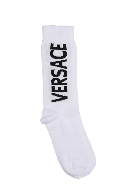 Shop Versace Socks In White Cotton