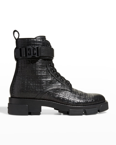 Shop Givenchy Terra 4g Leather Lace-up Combat Boots In Black