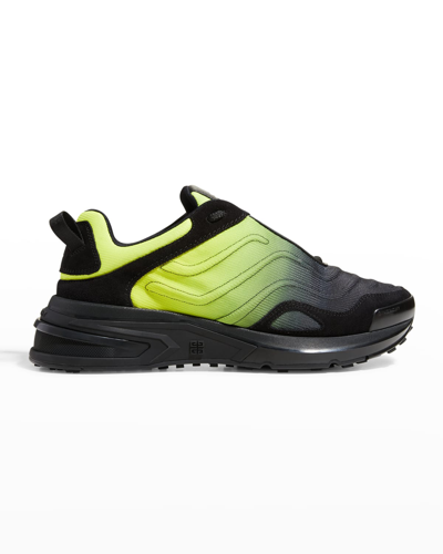 Shop Givenchy Men's Giv 1 Light Runner Sneakers In Black/yellow